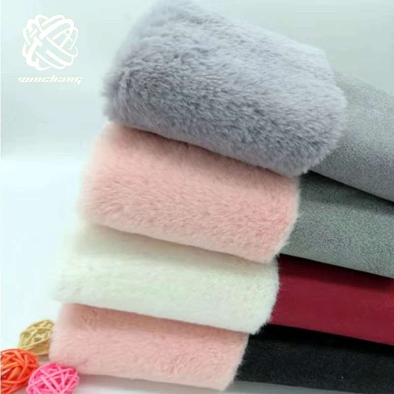 Rpet 100% Recycled Polyester Rabbit Fur Bonded With Suede Super Soft ...