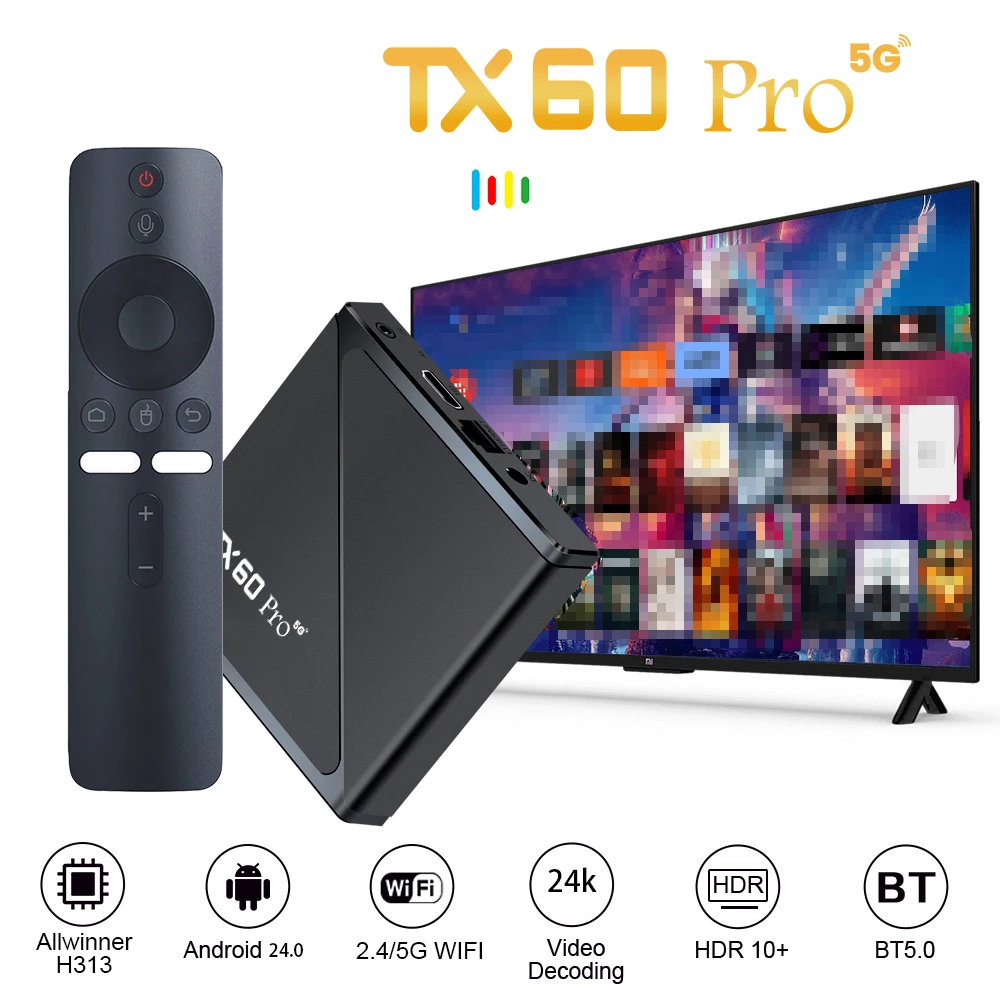 Smart TV Box TX60 PRO - Android 24.0, Quad Core, 4K Resolution