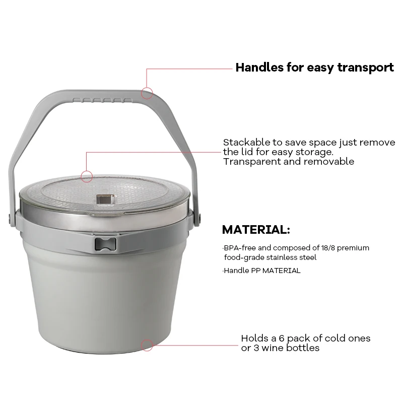 Large Ice Bucket Viski Harrison Stainless Steel Ice Bucket - 2L Double-Wall Insulated With Lid, For Home Bars, Parties, Chilling Wine Ice Bucket For Cocktail Bar - View #5