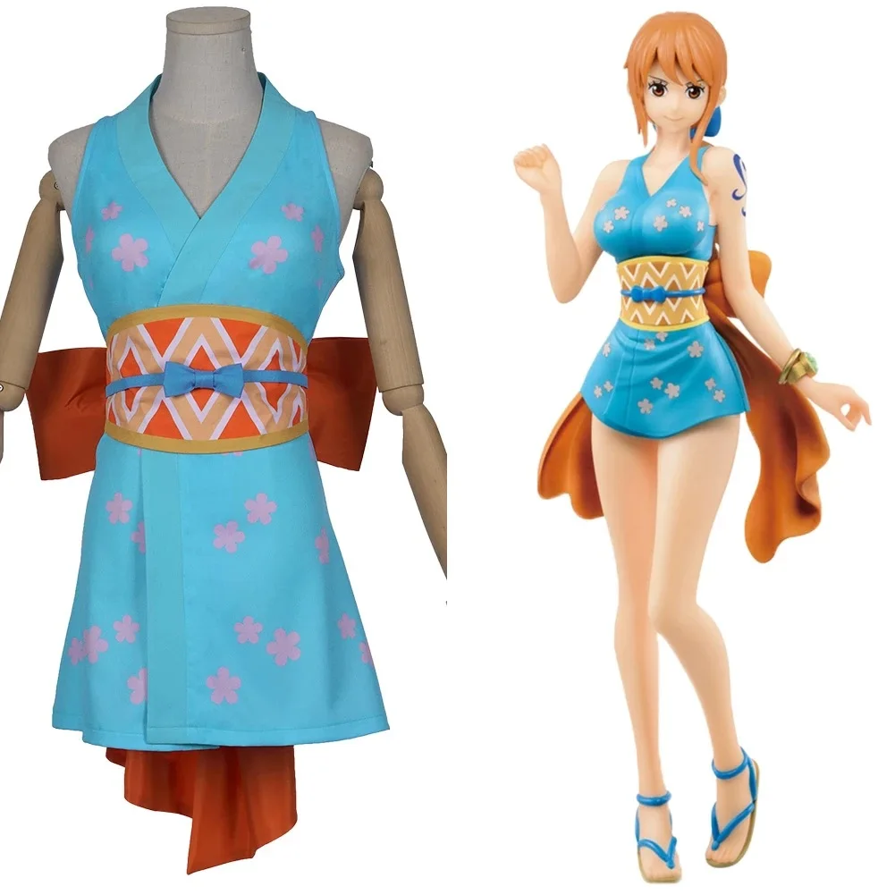 nami blue dress One Piece Nami Zou Island Purple Dress Cosplay Costume – Gcosplay