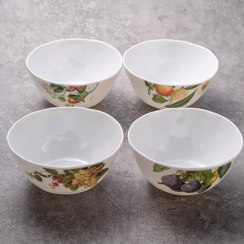 耐チップ性BPAフリー多色フルーツ柄メラミン食器セット16点耐久性の