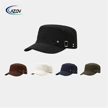 Hat for Men Spring and Summer Belt Buckle Decoration All-match Flat Top Cap Cotton Outdoor Leisure Peaked Cap