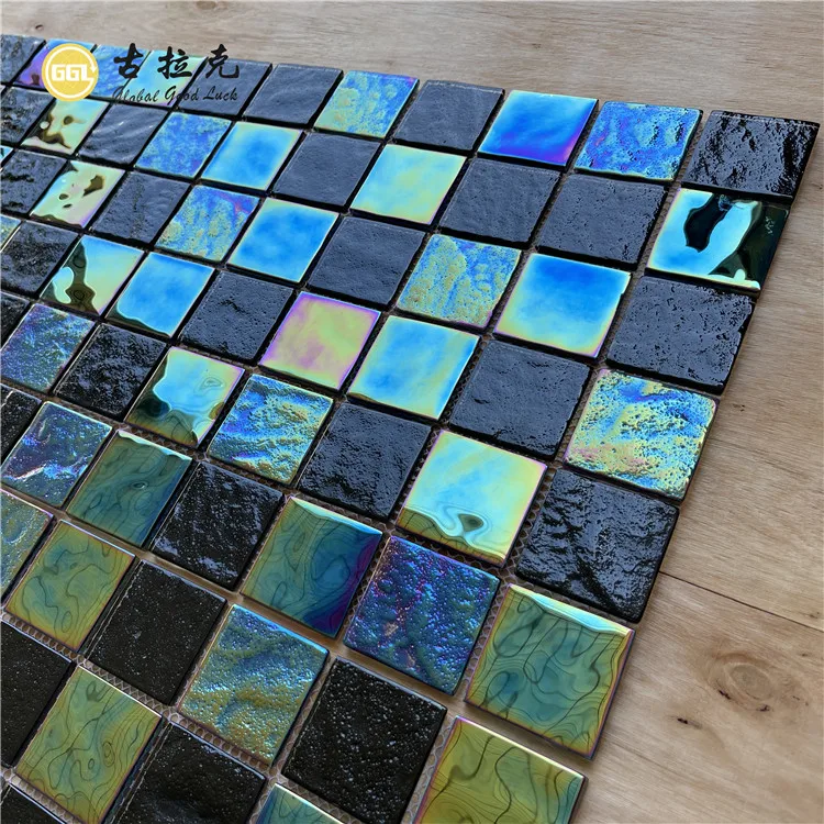 Wholesale sunshine black glass mosaic tile for swimming pool