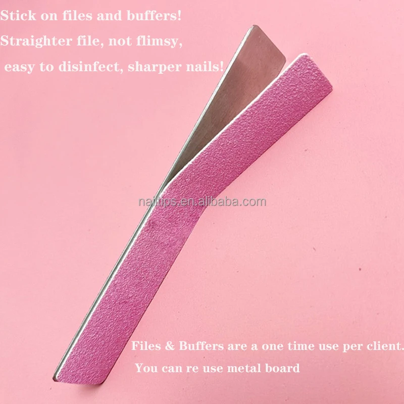Customize 80/80 Grit Strong Sandpaper Washable Pink Sanding Nails File Block Half Moon Lime Nail