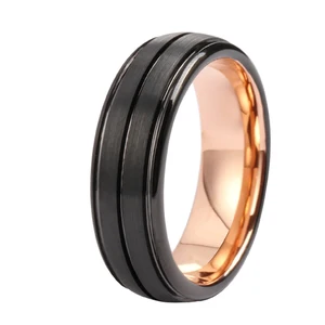 7MM Mens Jewelry Manufacturers High Quality Rings Black &Rose Gold Tungsten Carbide Wedding Rings