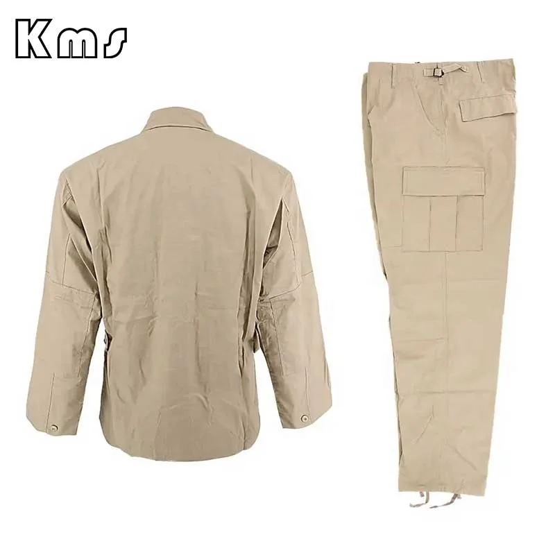 KMS Custom Logo Security Guard Work Uniform Khaki BDU Suit Combat Tactical Clothing Tactical Uniforms for Security Guards