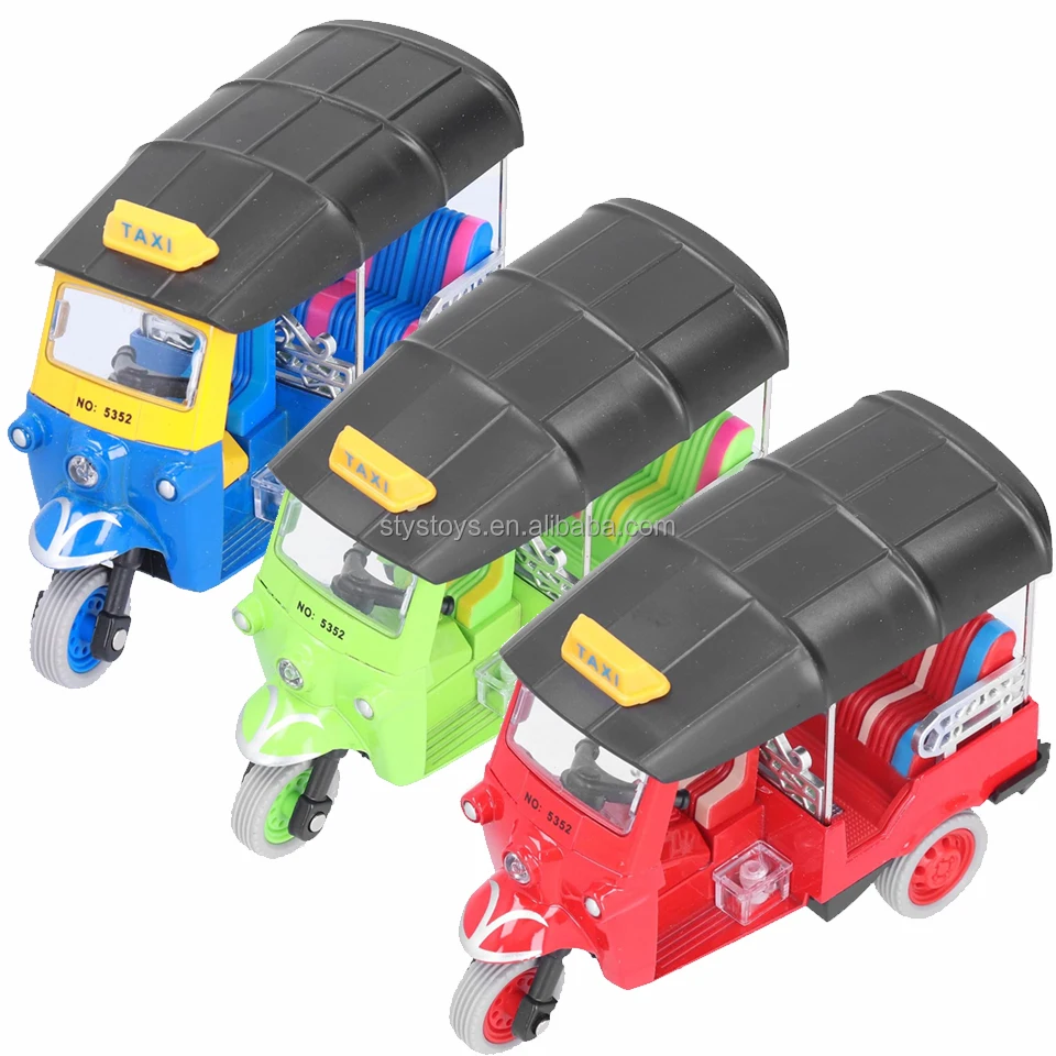 Children Tricycle Vehicle Toy Simulation Pull Back Thai Tricycle Alloy Tuk Tuk Car Model Toy