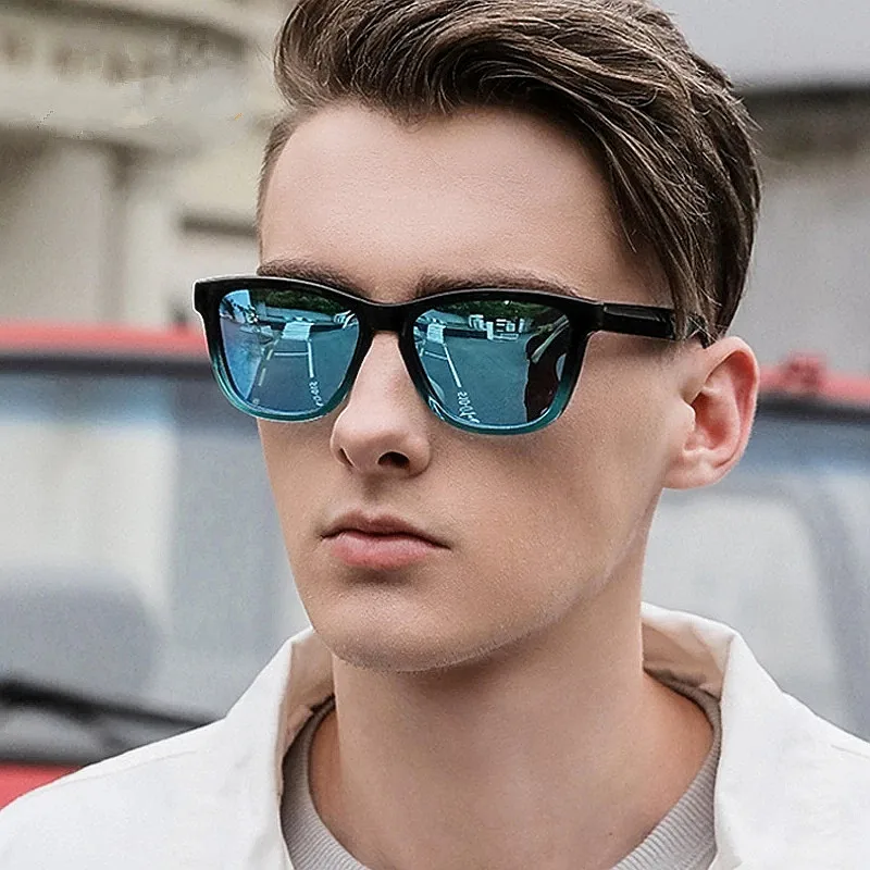 Anti-Glare Arctic Blue Rectangle Mens Womens Mirrored Sunglasses 100%UV400 21 