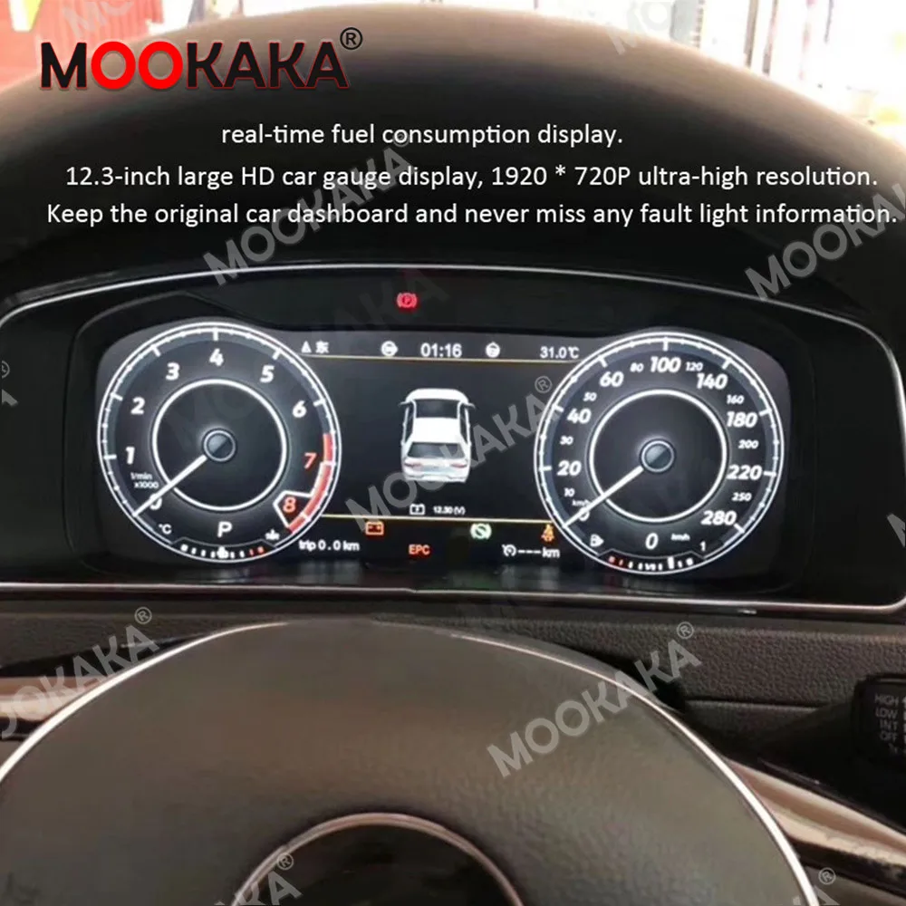 Android Car Instrument Dashboard Display for Volkswagen VW Series Multimedia Car Radio Dashboard Stereo Panel