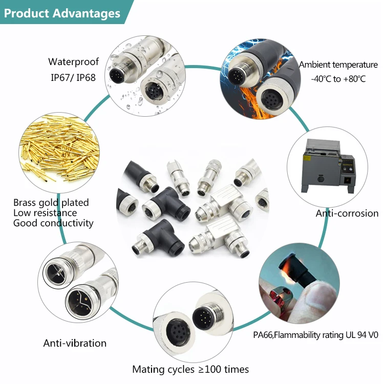 M12 Connector 5pin Plastic Applies to Waterplay Crafts Starter Kit Cable Signal Ip67 M12 Waterproof Connectors Nmea 2000