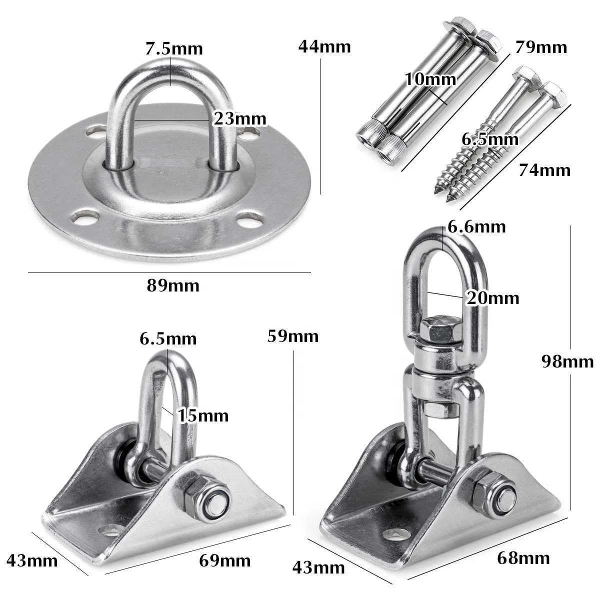 Besthouse Heavy Duty Swing Hangers, Silent Swing Hook 360° Rotation, 4