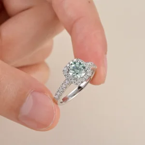 Custom S925 Sterling Silver Fine Rings Green Moissanite Luxury Sparkly Rings for Women Wedding Designer No Tarnish Jewelry