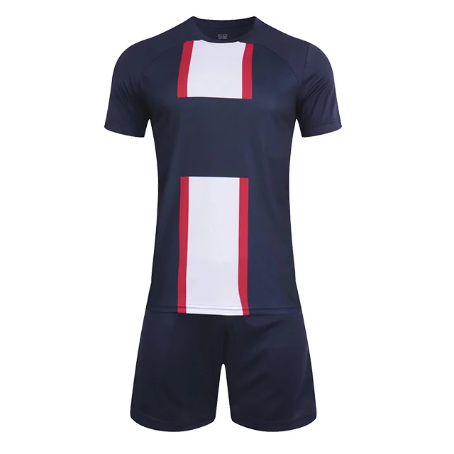 Manufacturer 100% Polyester Sublimated Breathable Cool Soccer Jersey Design  Color Navy Blue Football Team Wear