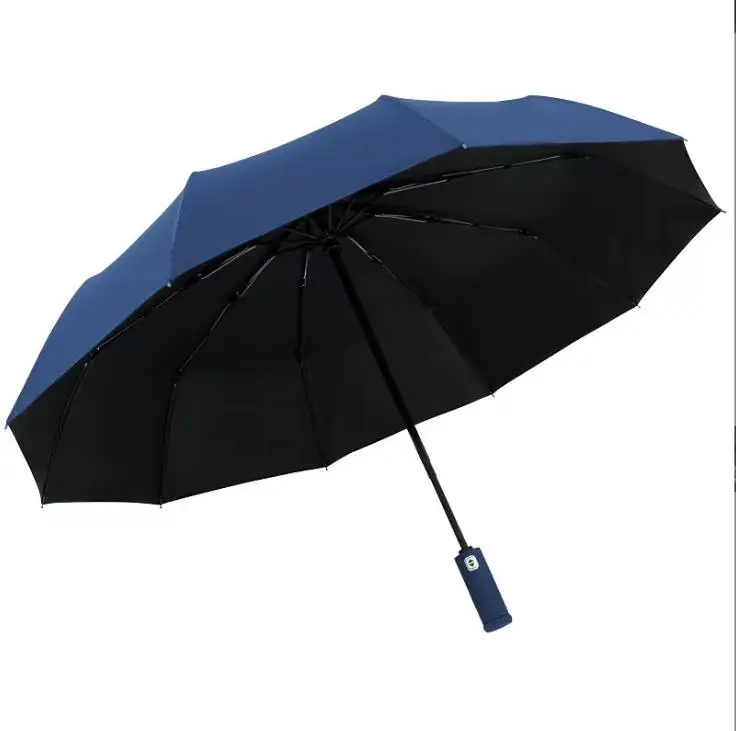 Automatic Open Close Compact Led Umbrella Flashlight 3 Folding Umbrella With Reflective