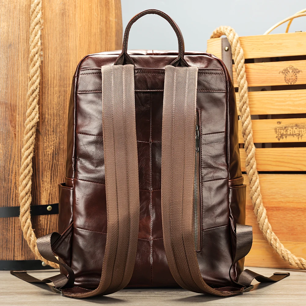 MARRANT Men Business Travel Leather Backpack Large Capacity 14 Inch Leather Laptop Backpack Genuine Leather Backpack for Men MARRANT Men Business Travel Leather Backpack Large Capacity 14 Inch Leather Laptop Backpack Genuine Leather Backpack for Men