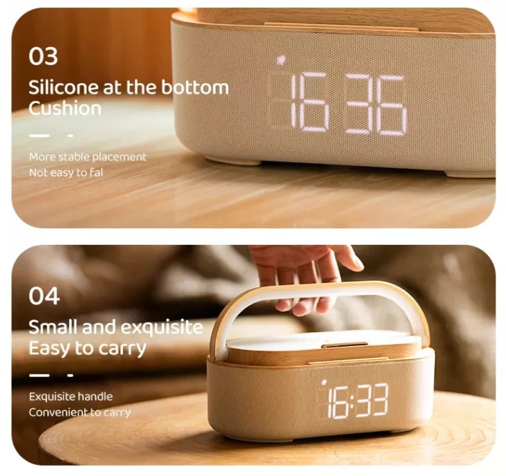 Excellent Technical Wireless Charger With Alarm Clock S29 Wireless Charger  5 in 1 Wireless Charger Station