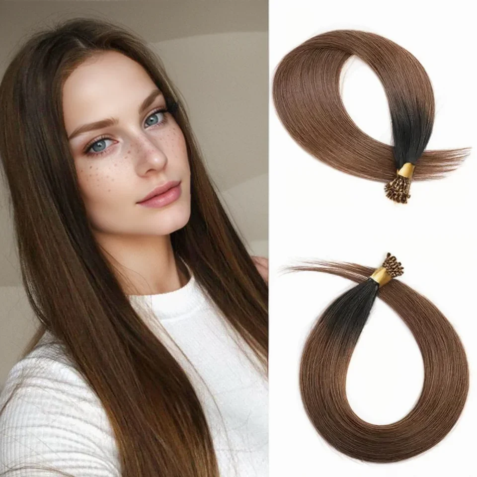 Pacchetti di extension per capelli Remy I Tip color cioccolato_voghion.com