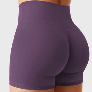 Custom Spandex Butt Lifting Yoga Shorts High Waisted Fitness Workout Running Shorts Gym Yoga Shorts