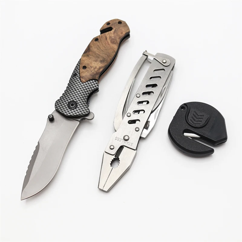 High Quality Wood Handle Multitools Pliers Knife Sharpener Pocket Knife