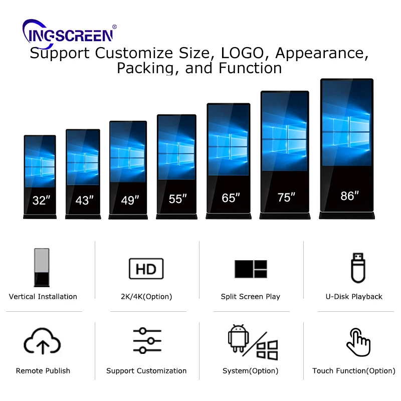 INGSCREEN 4mm Pixel Pitch LCD Monitor Elevator Retail Store Shopping Mall Counter Display Digital Signage Advertising Screens
