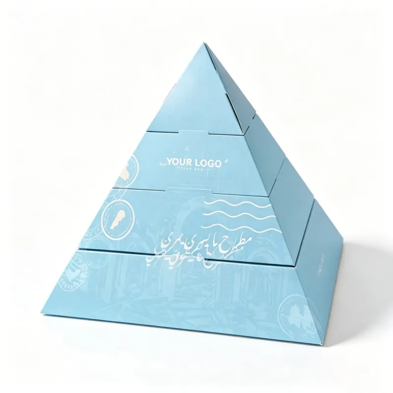 Individuelles Design für Gastronomie und To-Go-Bedarf: Mehrschichtige, umweltfreundliche Pappe für Süßwarenverpackungen, Papierschachtel mit Tragegriff für Gruppenmahlzeiten und Snacks, pyramidenförmige Boxen