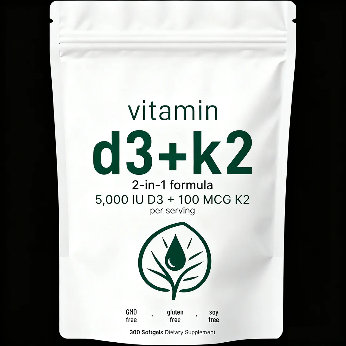 OEM Private Label Vegan Raw Material 5000iu Vitamin D3 K2 Softgel Capsules