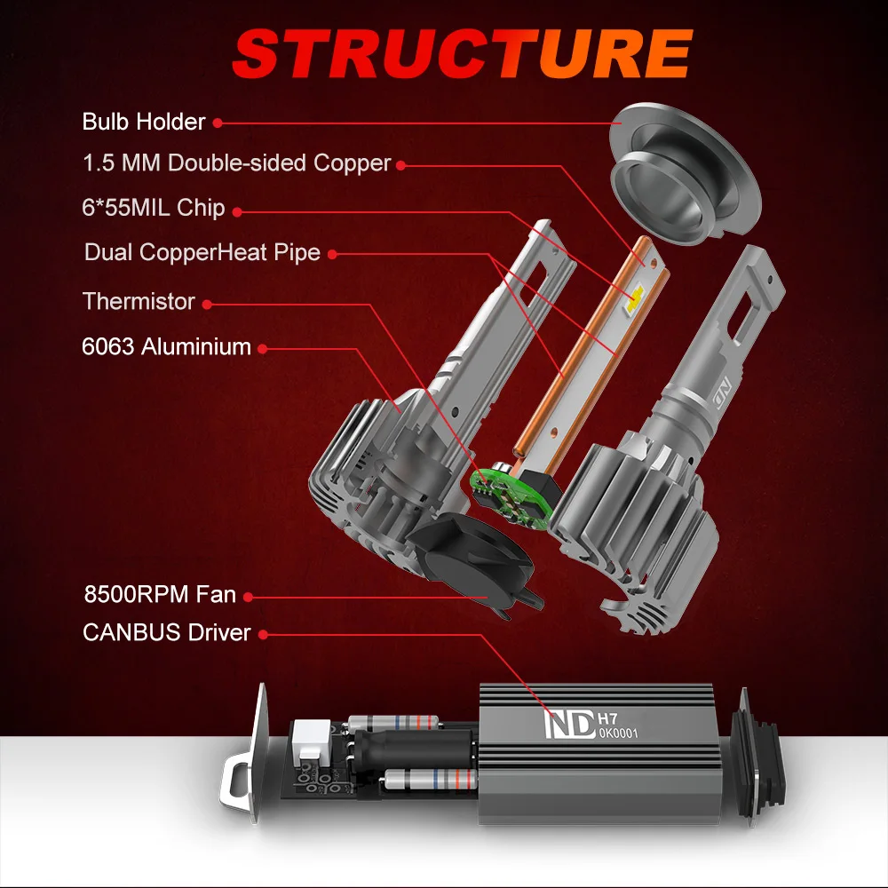 NOVSIGHT Faro De Coche H4 H7 LED H8 H9 H11 HB3 9005 HB4 9006 Bombillas De Faros LED 80W 18000LM 12V Bombilla LED 6500K Luz De Coche Blanca - AliExprs
