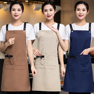 2026 New Waterproof Canvas Apron Men and Women's Restaurant & Bar Staff Uniform for Hotel Cafe Baking