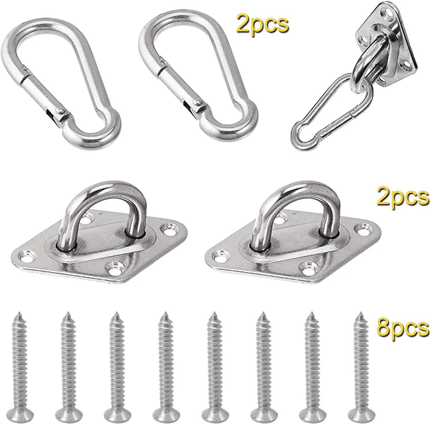 Stainless Steel Accessary Hammock Hooks Heavy Duty with Screw Bolts M8 1000 Lbs Capacity Use for Hammock Chairs