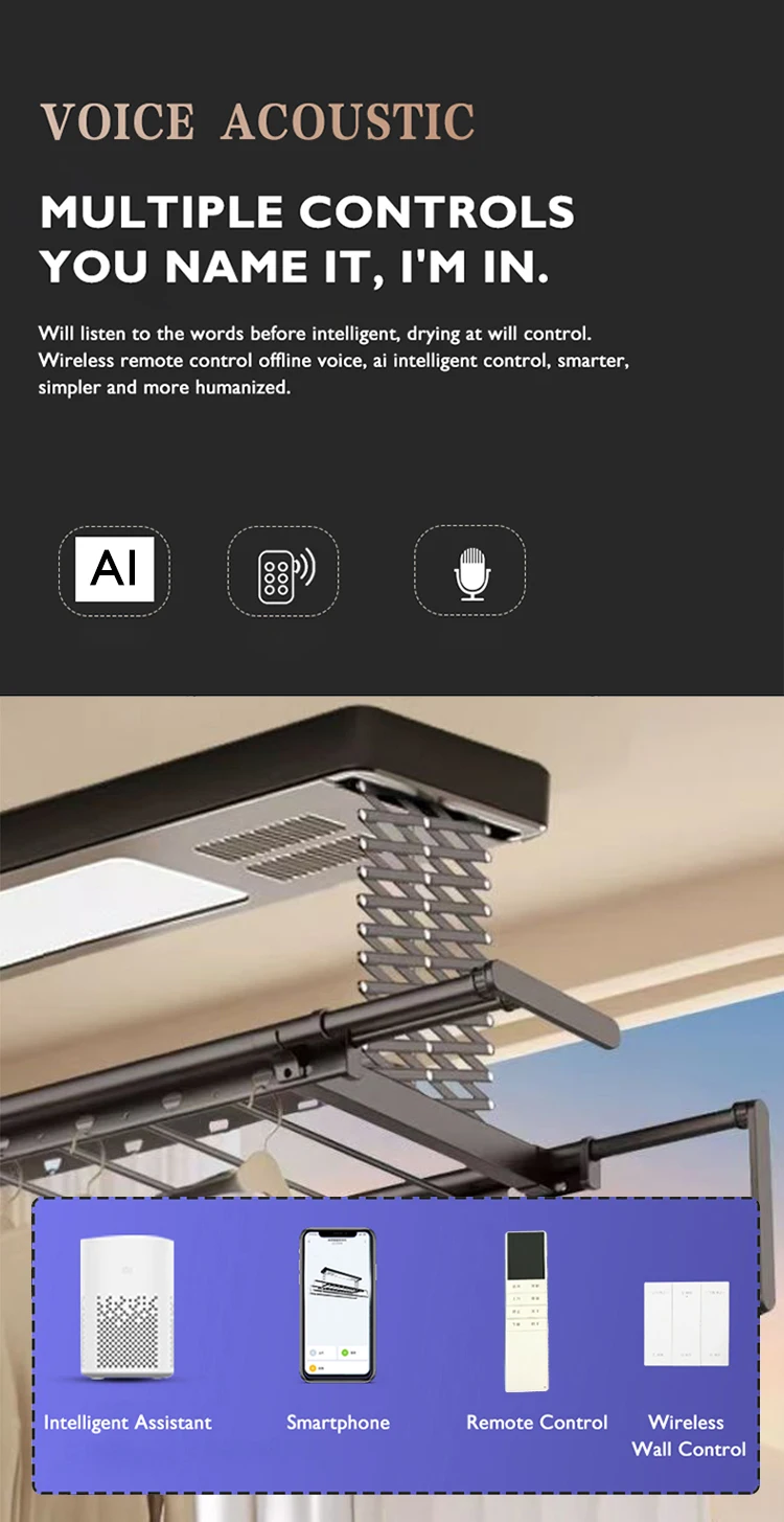 Wall Mounted Electric Drying Rack Automatic Lift Clothes Drying Rack ...