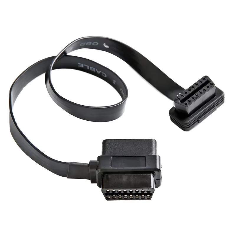 OBD II Y Splitter Cable Male to Dual Female Thin Ribbon Noodle Design 16 Pin Universal Diagnostic Adapter 60CM