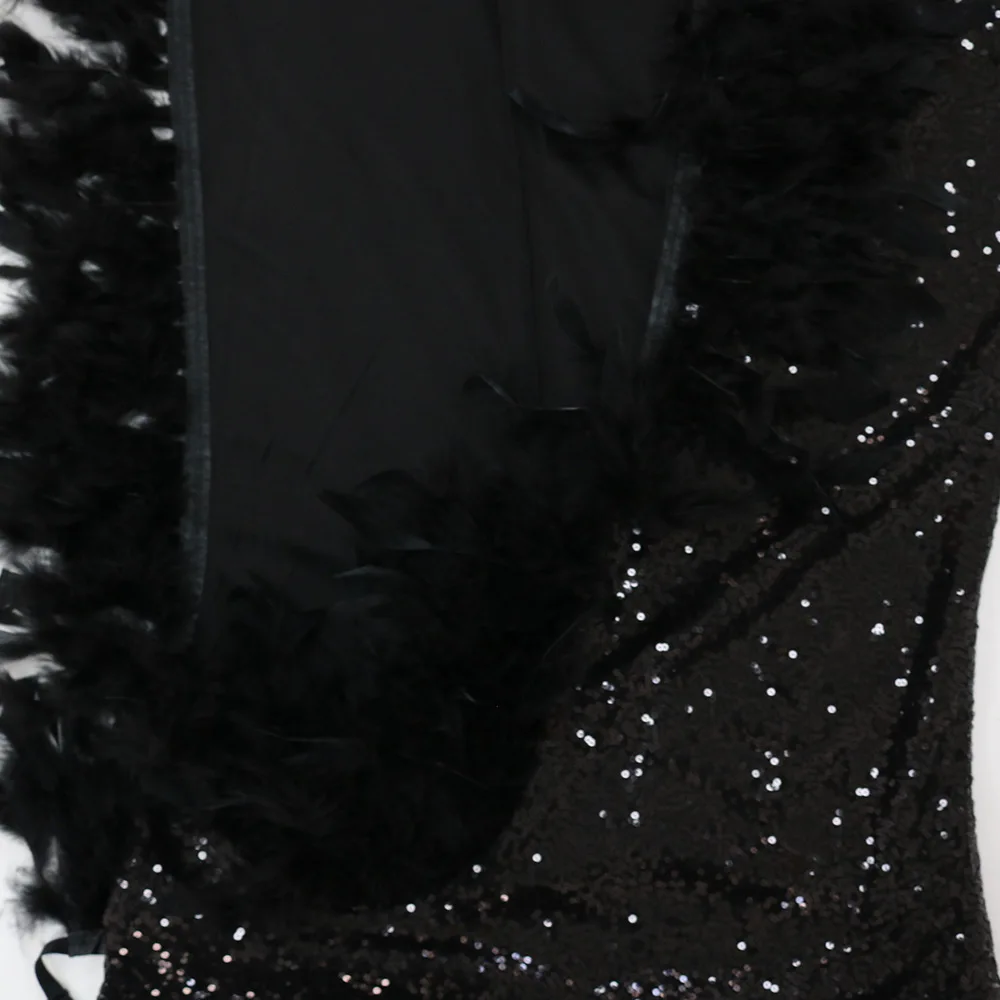 Sleeveless Lace Beaded Evening Dress for Women V Neck Backless Ball Gown Ruffles High Slit Knee-Length Party Dress H288f96b2237f4966ab090e3f739472a1l