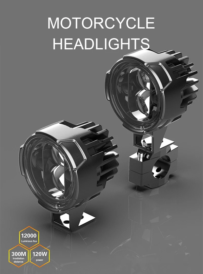 Round Motorbike Accessories Modified 120w Spotlight Motorcycle Led