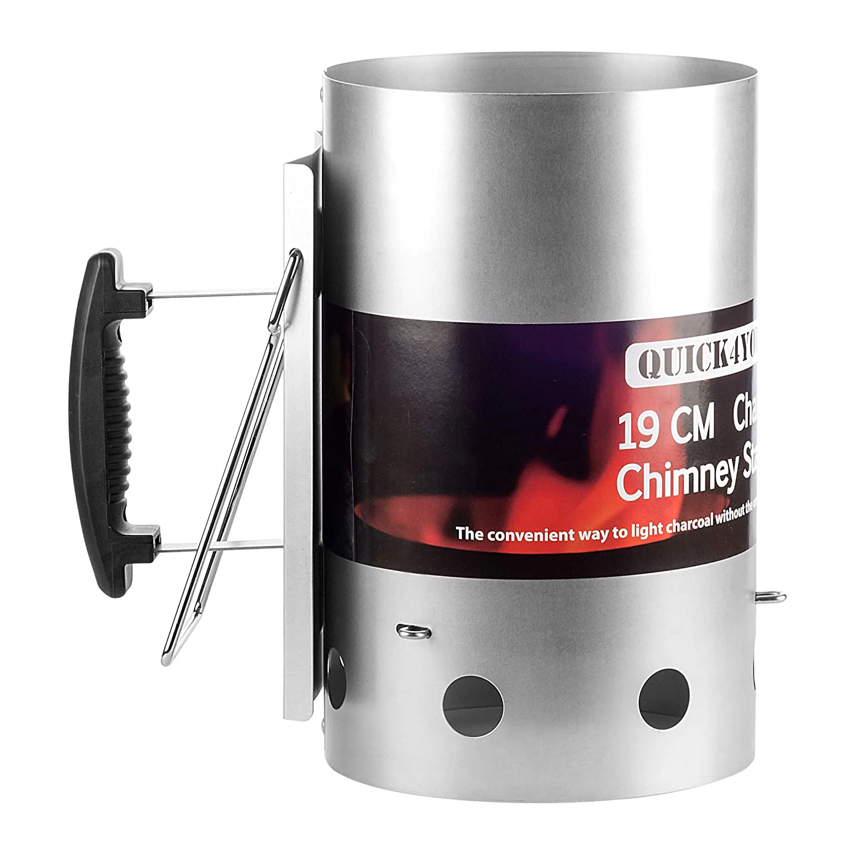 Galvanized Steel Coal Briquette Fire Starter Bbq Grill Chimney Charcoal