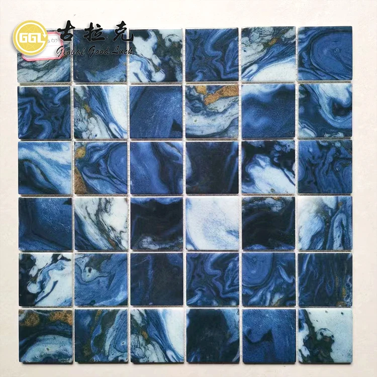 high end glass mosaic tile blue for wall floor decoration and swimming pool