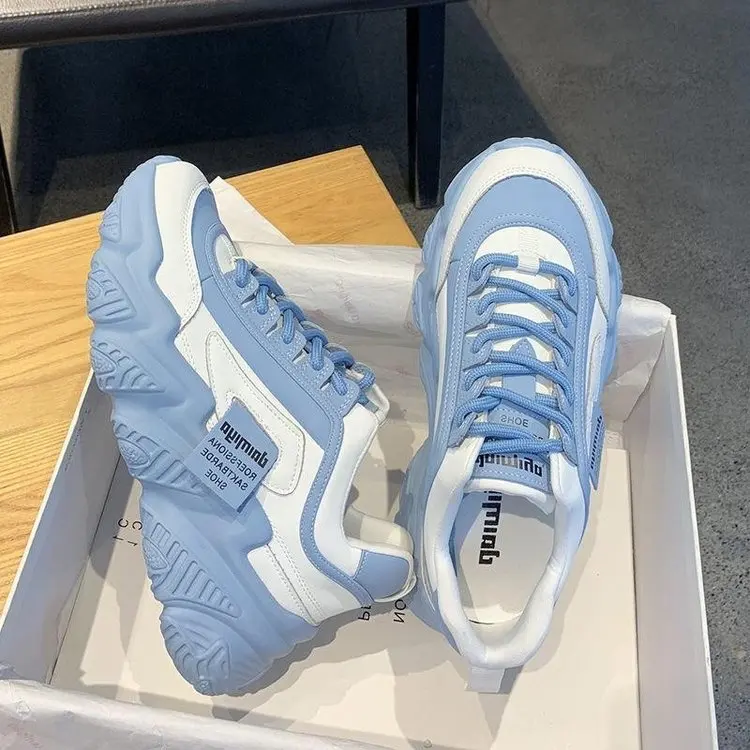 Produktbild von Damenmode High-Top Sneaker - Bequeme, Leichte Plateauschuhe Mit Schnürverschluss Für Alle Jahreszeiten