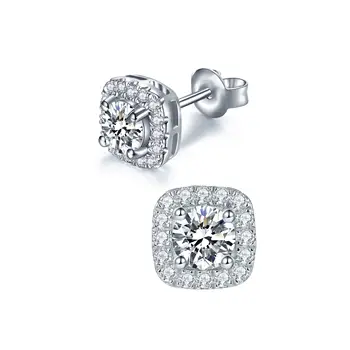 2022 Gold Plated Jewelry Wholesale 18K Gold Jewelry Girl Fashion Jewelry Silver Earrings Moissanite Stud Earrings For Women