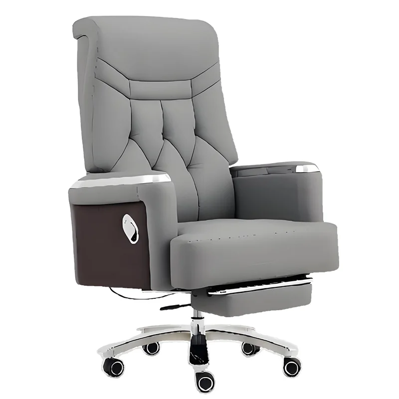 Modern Leather Comfortable Seat Computer Luxury Office Executive Manager Swivel Chairs Sillas De with Footrest Wheels Furniture