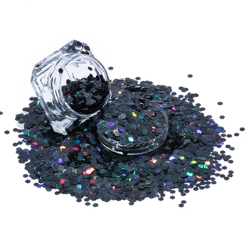 Loose Holo Fine Polyester Glitter Powder Kit Cosmetic Nail Art Black Acrylic Powder Glitter 25G For Resin Paints