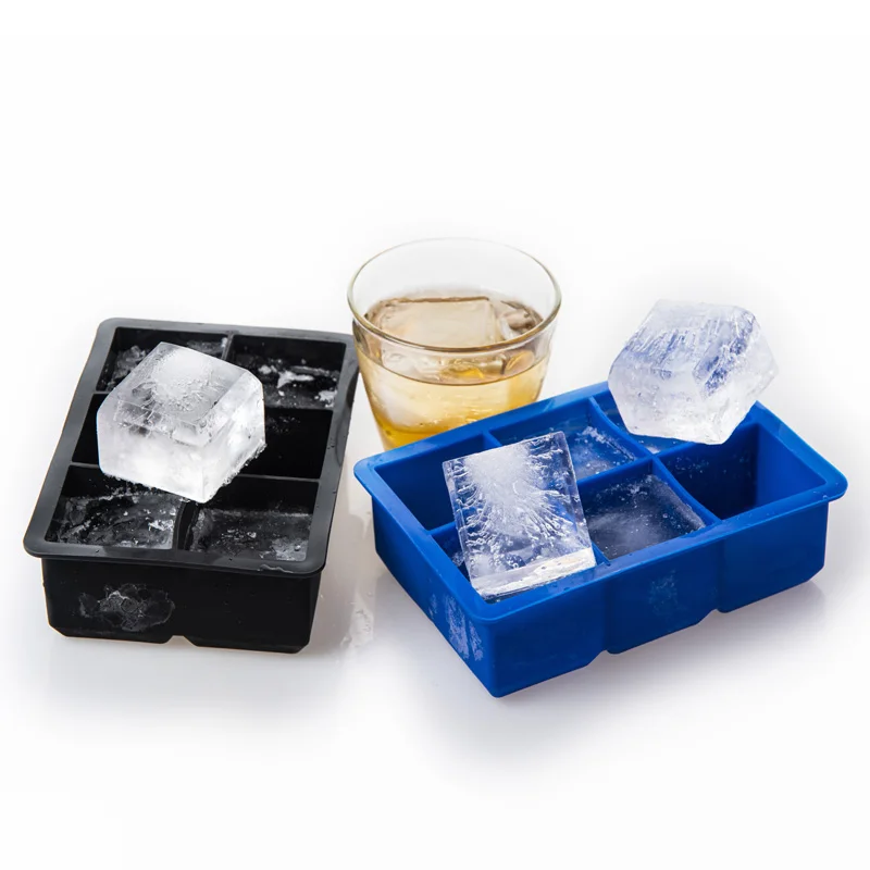 6 Giant Eco-Friendly Silicone Ice Cube & Ice Cream Tray Set - Personalized Safe Kitchen Tool with Cone Holder