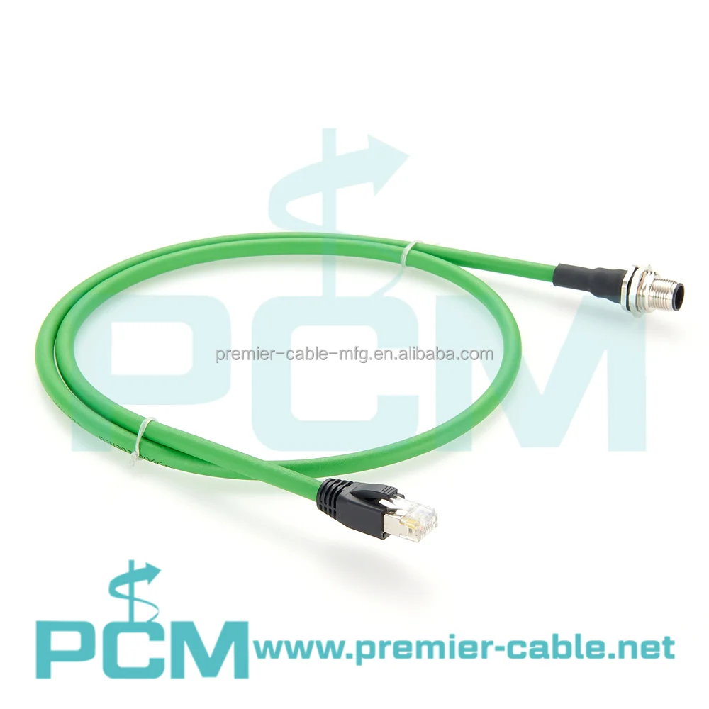 Industrial Automation M12 D-Coding to RJ45 CAT5 Bulkhead Panel Cable manufacture