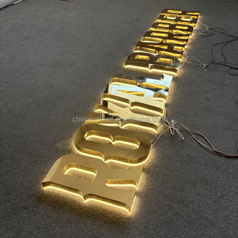 Gold Wall Letters LED Backlit Signs With High Quality Metal Letters