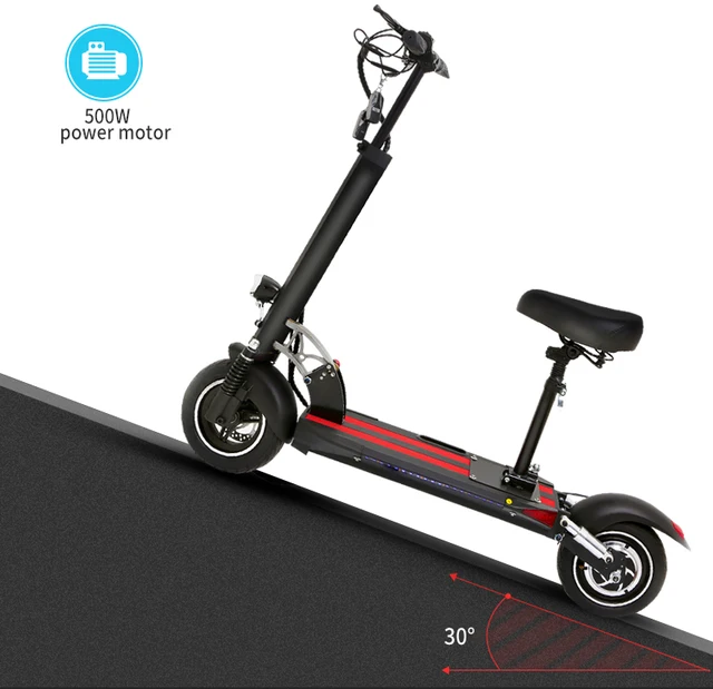 Patinete eléctrico plegable para adultos, Scooter de largo alcance, con  asiento de sillín, de movilidad rápida