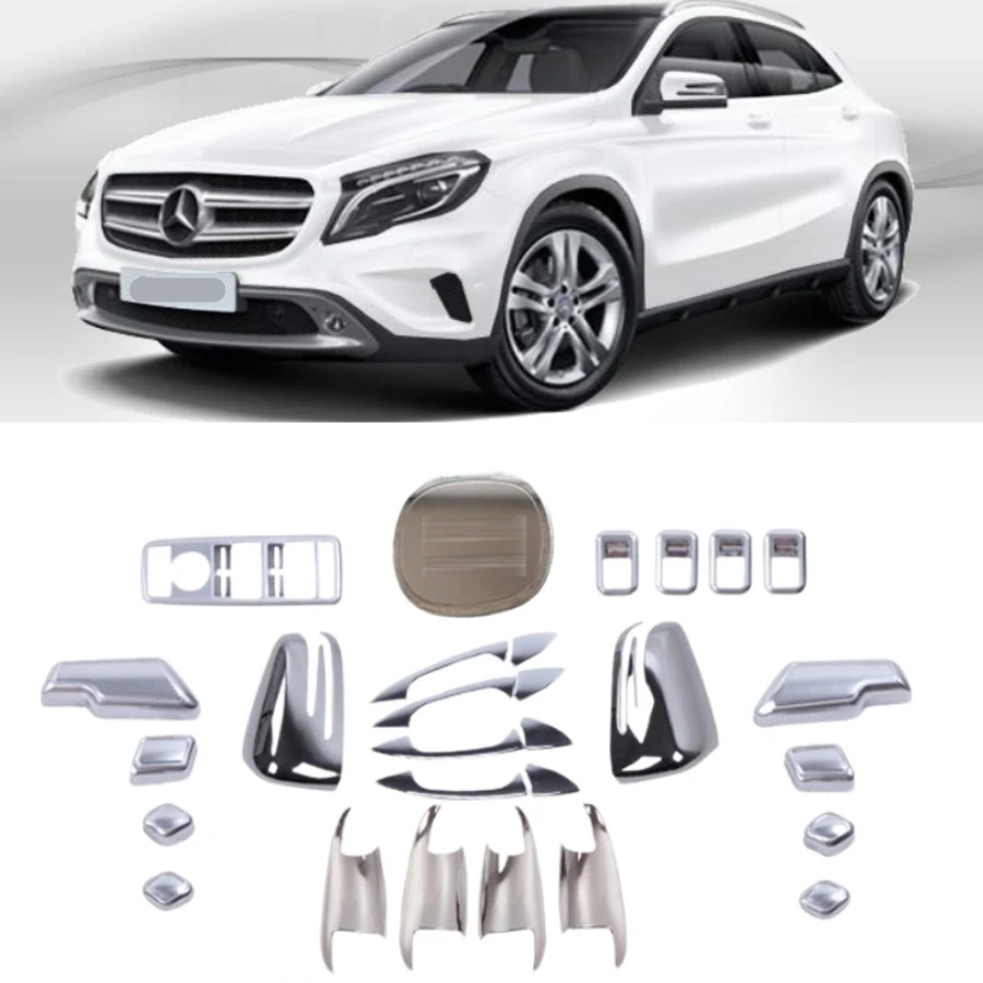 TIYPEOR for Mercedes - benz GLA 2015 Door Cup Protector Handle Front Fog Lamp Rear Mirror Gas Tank Cover Exterior Trims Kit