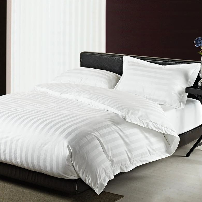 Wholesale Hotel Linen 250tc White Duvet Cover Fitted Bed Sheet Set 3cm