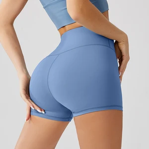 Wholesale Women's High Waist Seamless Gym Yoga Shorts Custom Logo Breathable Knitted Fitness Scrunch Workout Shorts Casual Style