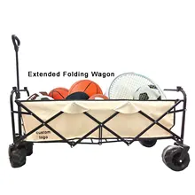 Extended Folding Wagon, Utility Grocery Wagon Cart for Camping Outdoor Beach Shopping