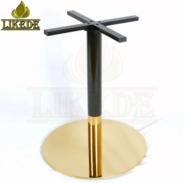 Round Dining Table Base Gold Black Stainless Steel Cross Top for Marble Table Top Use in Kitchen or Outdoor Chair Accessory