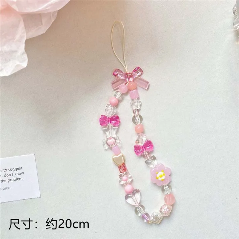Elegant Bow Beaded Phone Charm Lanyard