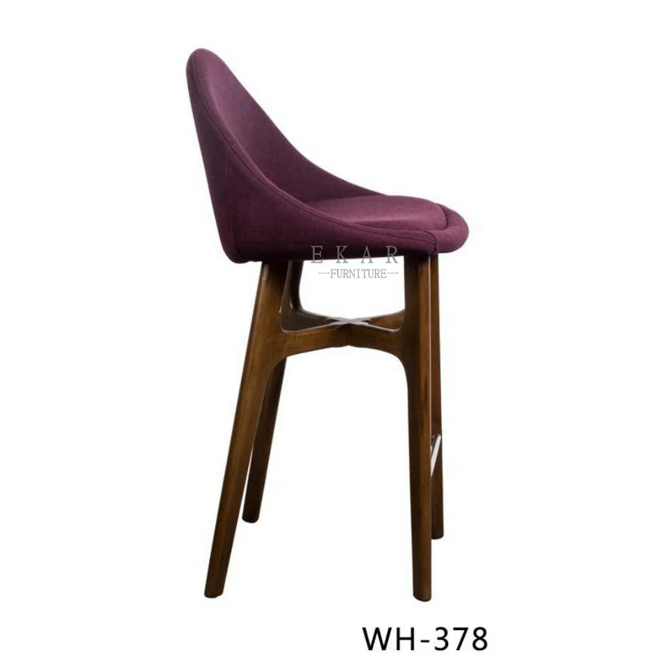 Modern Bar Stool Armless Wooden Leg Upholstered PU Leather Counter Height Stools Bar Chair